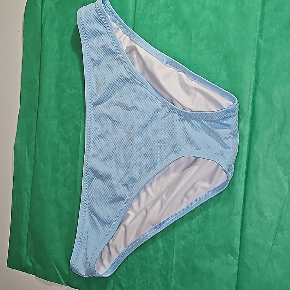 Shade & Shore Light blue textured Bikini BOTTOMs ONLY Size L VGUC